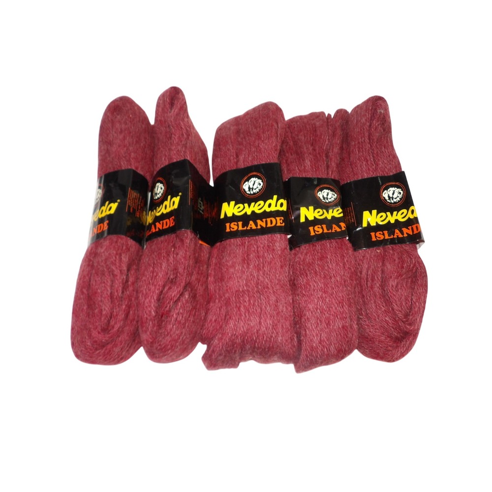 Neveda Islande 100% Pure Virgin Wool Yarn Lot 5 Hanks Burgundy Red 500g France